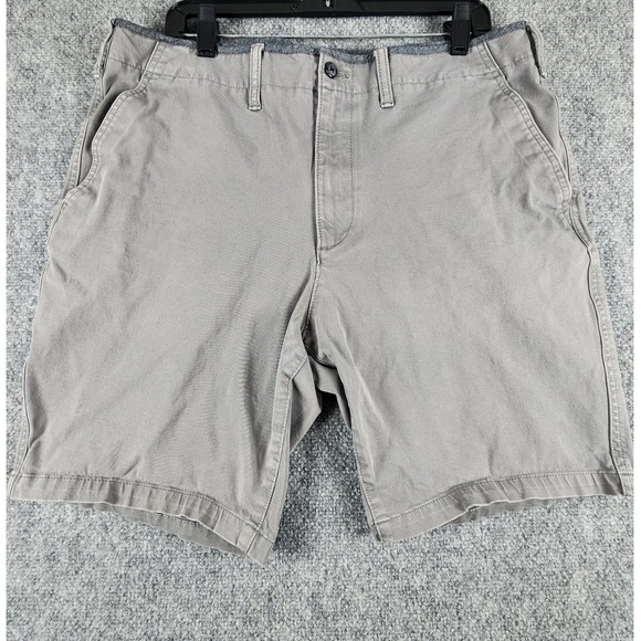 Express Other - Express Mens Slim Fit Chino Shorts Grey Size 36 Stretch Cotton Flat Front Casual